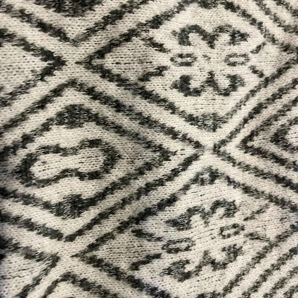 Abercrombie & Fitch Open Shawl Wool Blend Cardigan Sweater Gray Aztec Print